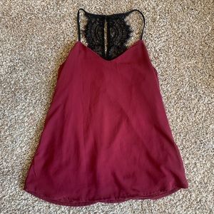 Maroon Lace Back Camisole Tank Top
